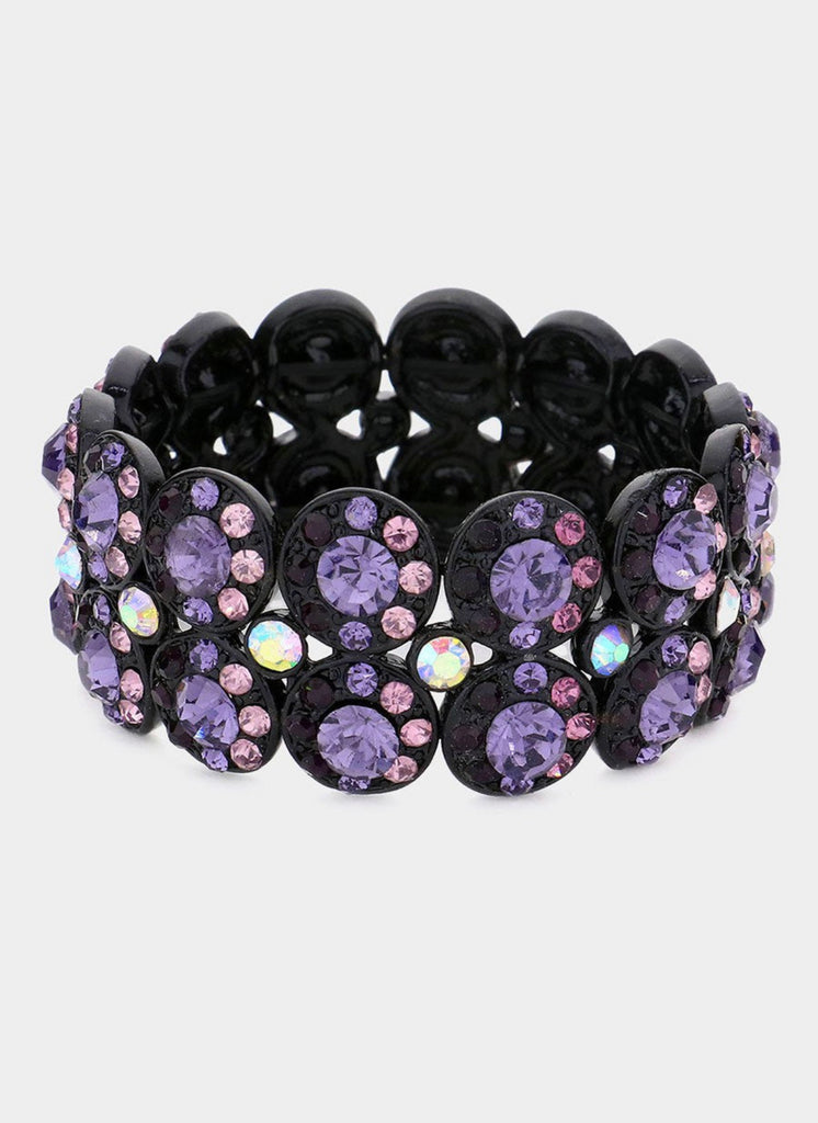 Purple/Pink Crystal Rhinestone Stretch Bracelet