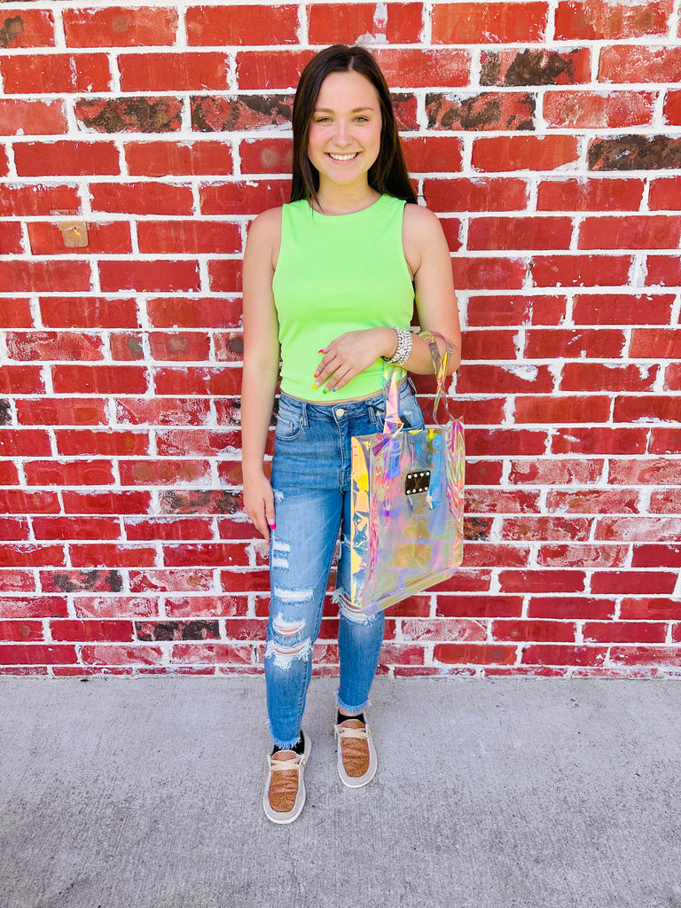 Lime Round Neck Tank Top
