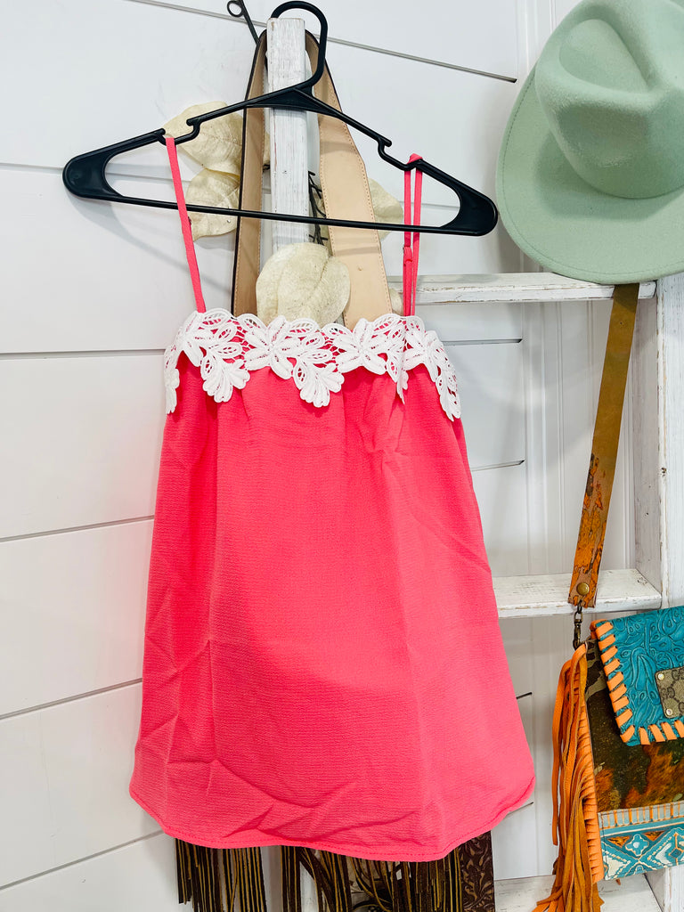 Coral Life Is Sweet Lace Tank