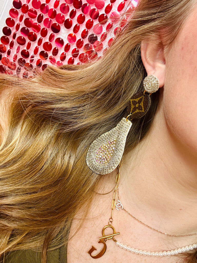 Silver Beaded & Crystal Earrings