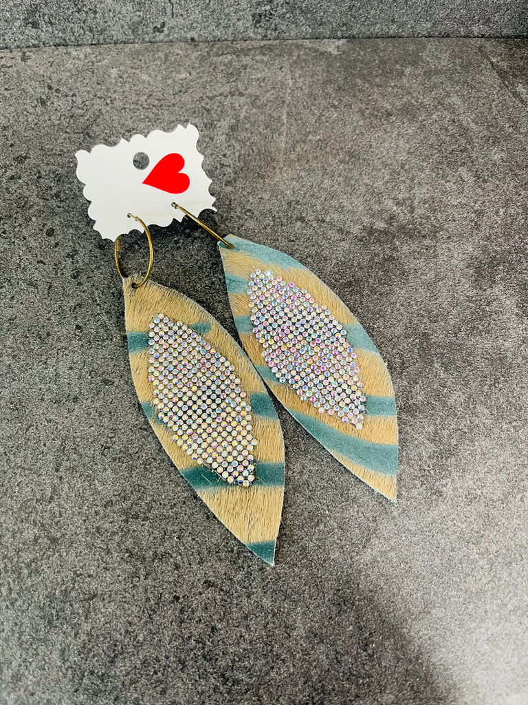 Sage & Beige AB Feathered Earrings