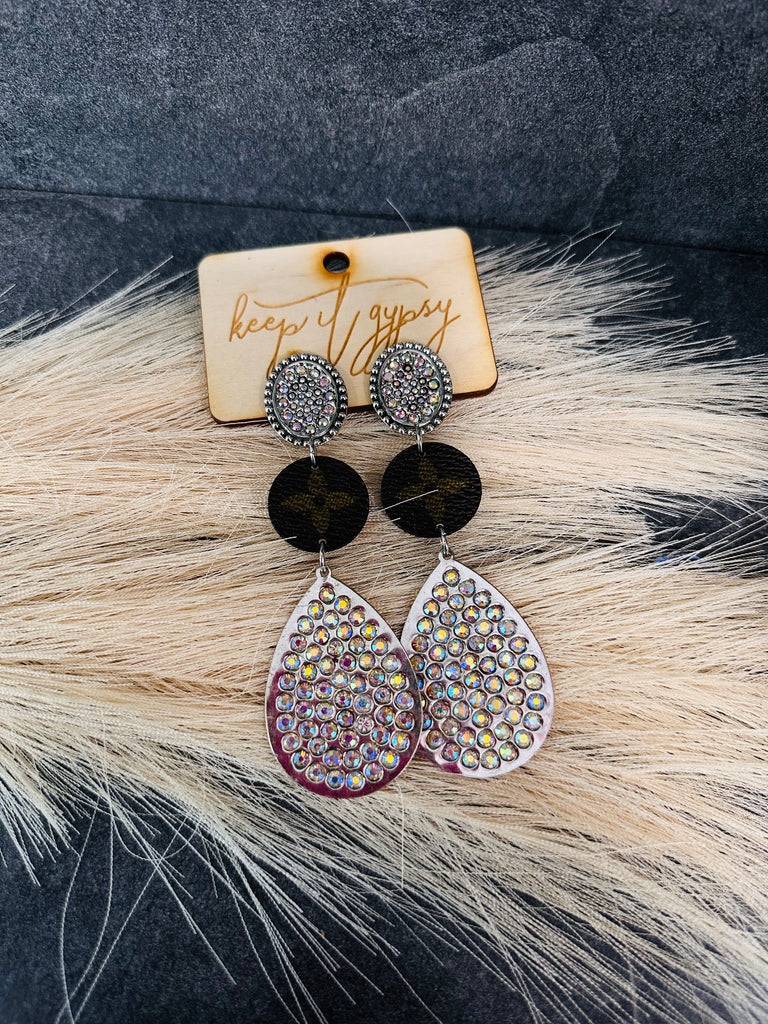 Keep It Gypsy LV Rhinestone Studded Earrings