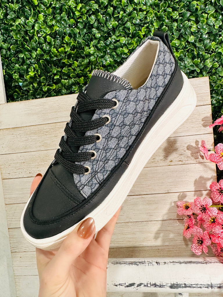 Ash Black Designer Inspo Lace Up Tennis Shoe The Sister s Boutique