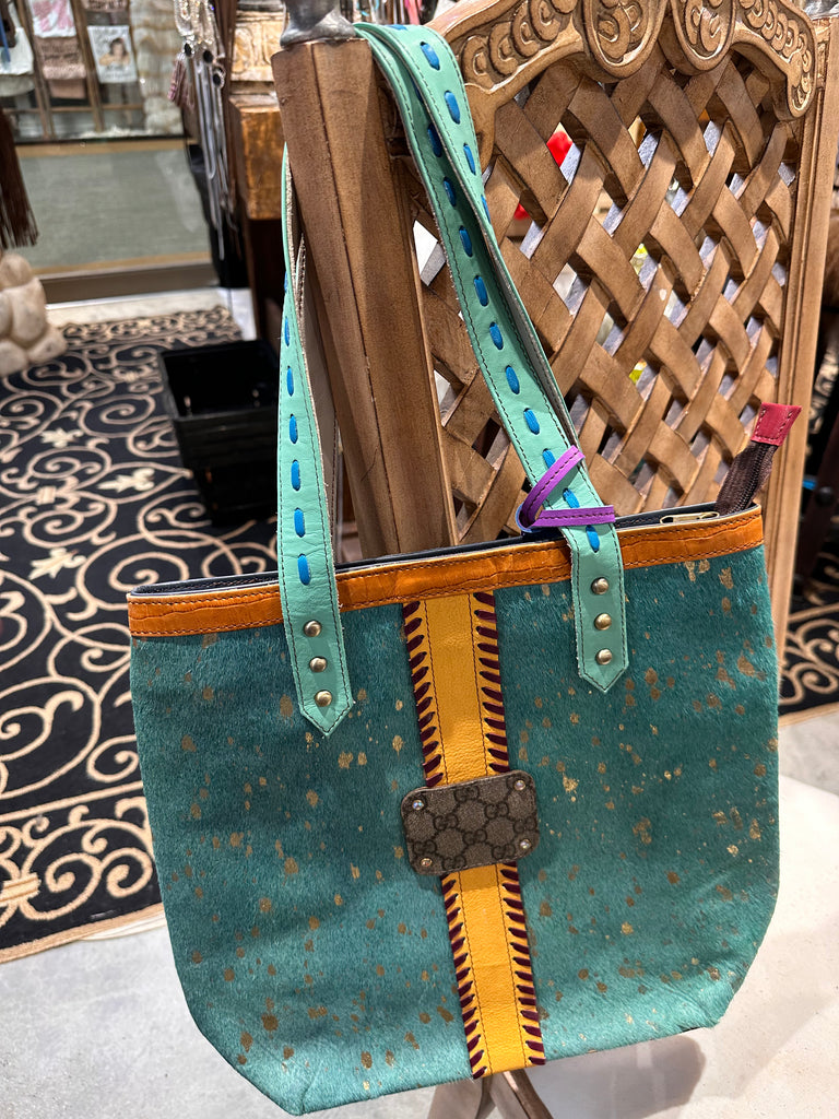 Bright & Funky Leather Tote! #3