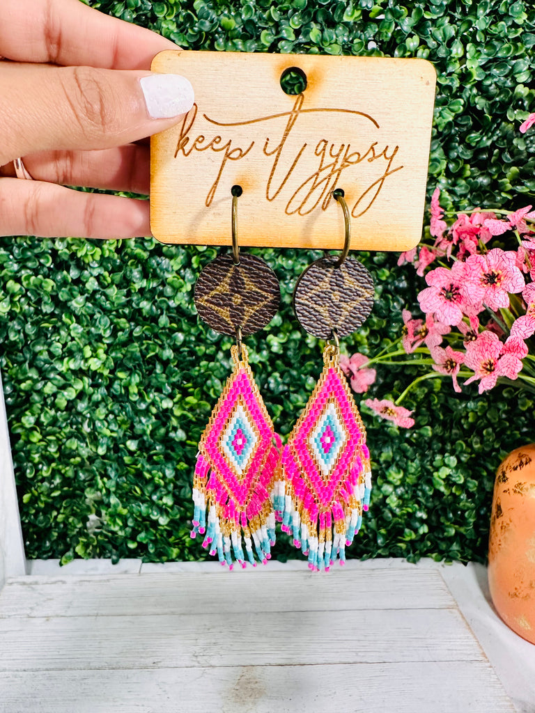 Keep It Gypsy, Upcycled GG Earrings, Western, Rodeo, Clear Crystal , Brown,  Earrings, Accessories – Zazzy Zebra Boutique