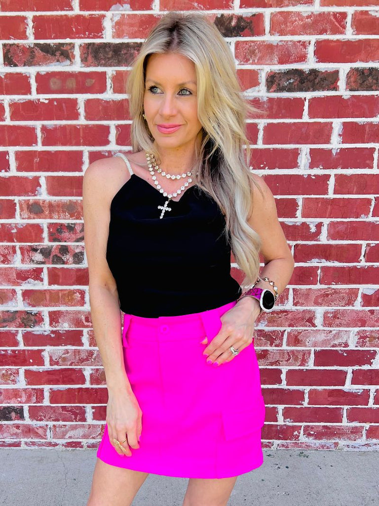 Dare to Comfort Stretch Skirt in Barbie Pink