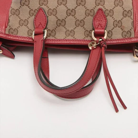 Gucci GG Canvas Two-Way Shoulder Bag Beige x Red