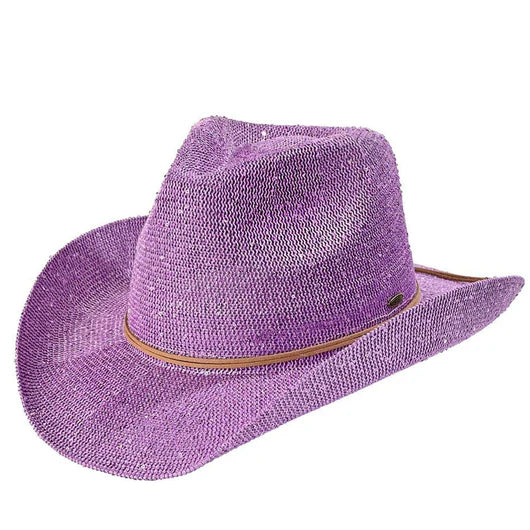 Glitzy Glam Straw Cowgirl Hat