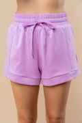 Spring Days High Waisted Solid Knit Shorts in Lilac