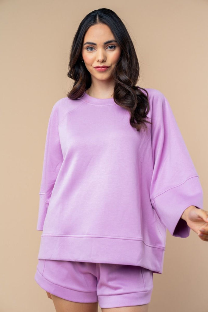 Spring Days Solid Knit Top in Lilac