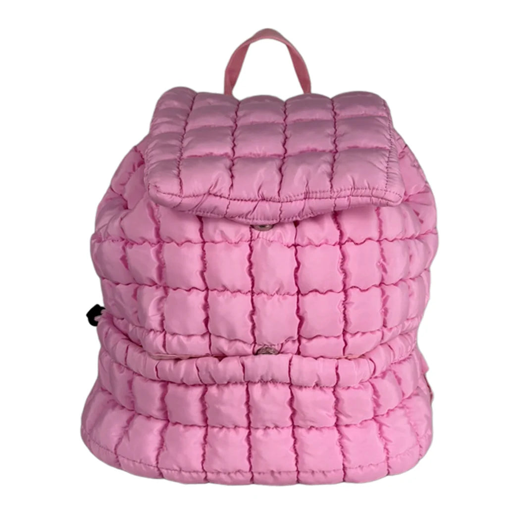 Pink Puffer Quilted Backpack Bag