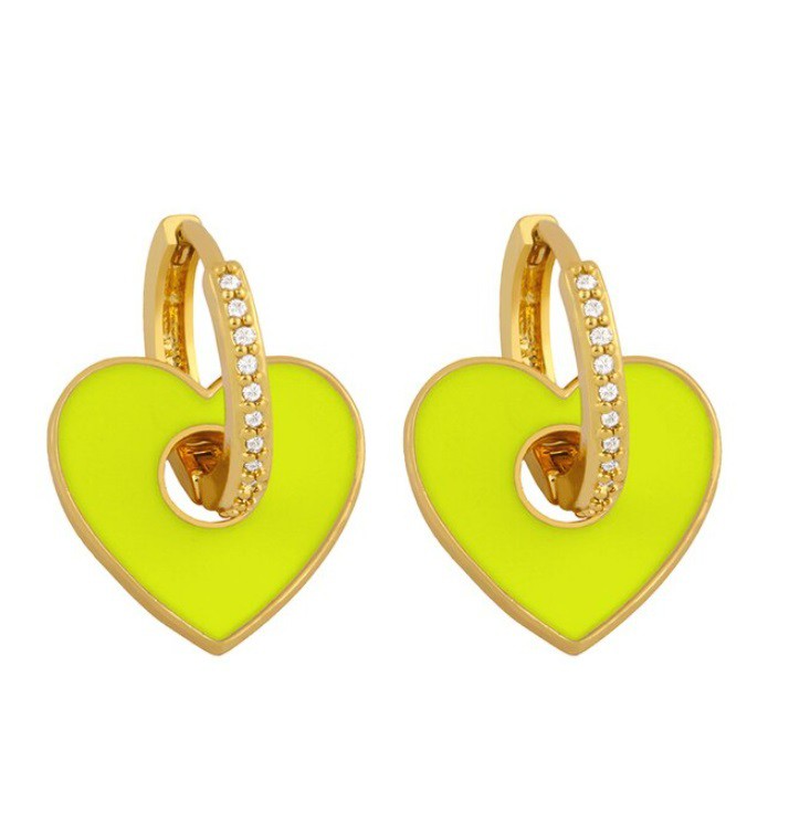 Yellow Small Neon Heart Earring