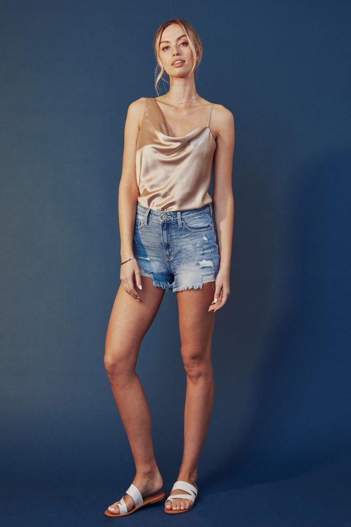 McKinnon Distressed Denim Shorts By Kan Can