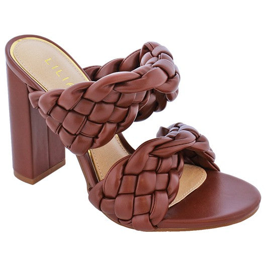 Braided Chocolate Leather Strappy Chic Heels