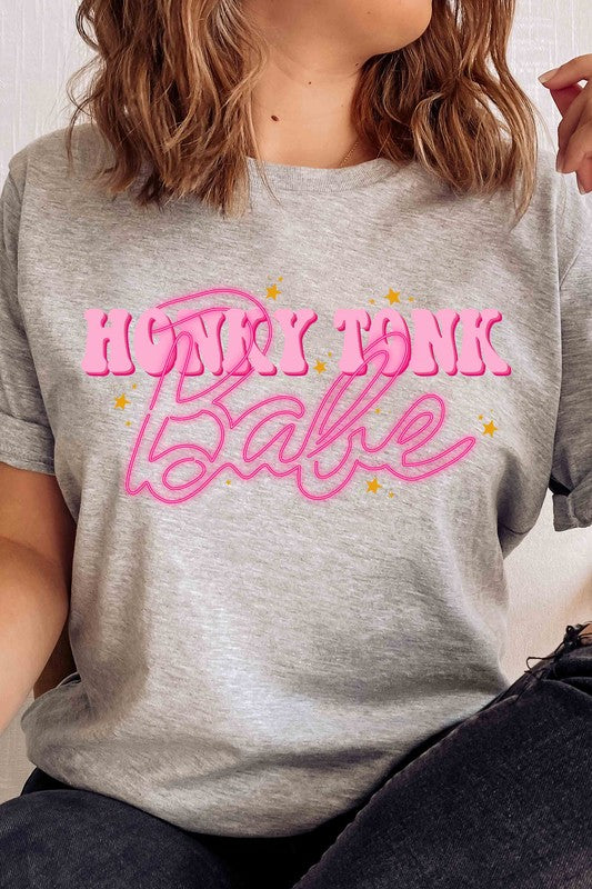 Honky Tonk Babe In Heather Grey Tee