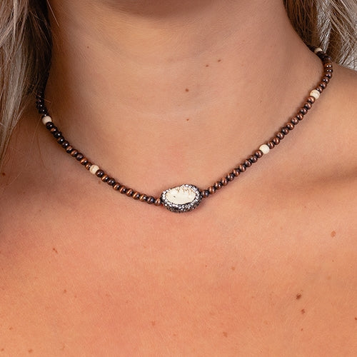 Beaded Copper & Ivory Necklace