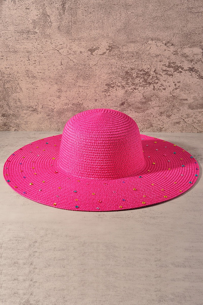 ~Fuchsia~ Multi Rhinestone Floppy Hat