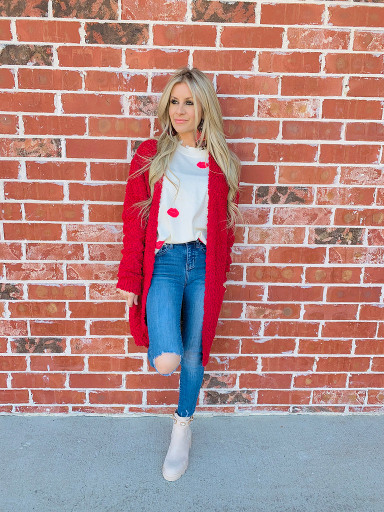 Burgundy Popcorn Cardigan