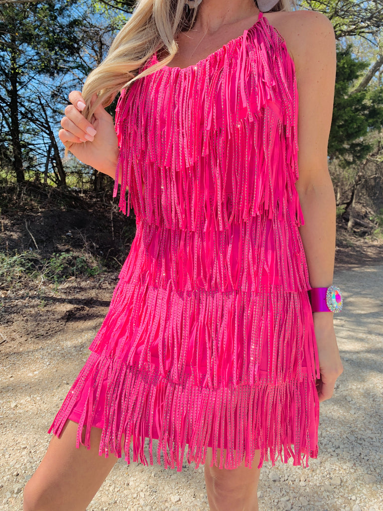 Hot Pink Sequin Chacha Dress