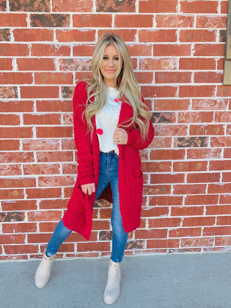 Burgundy Popcorn Cardigan