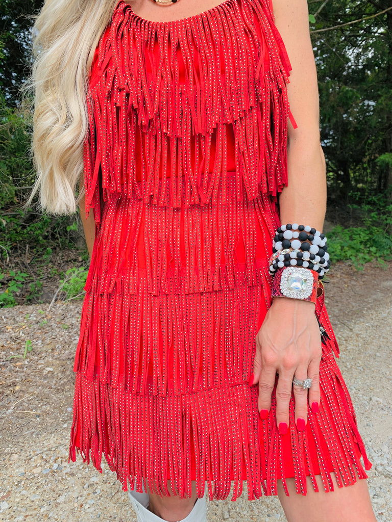 Ruby Red Sequin Cha Cha Dress