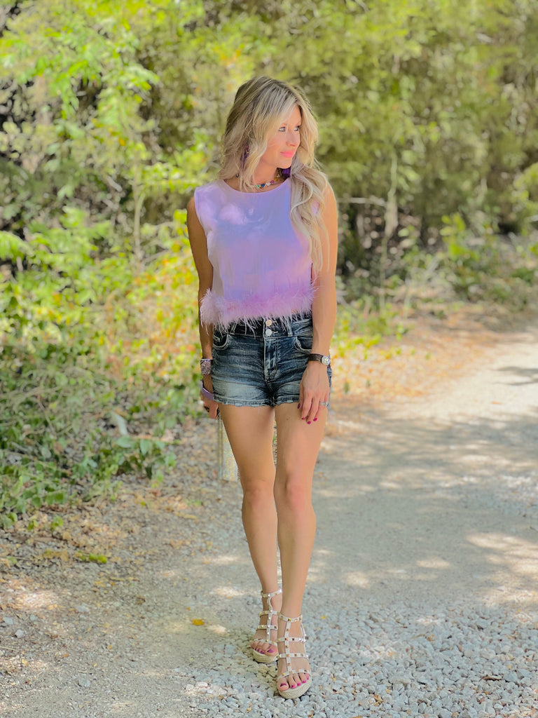 Lavender Feather Barbie Top