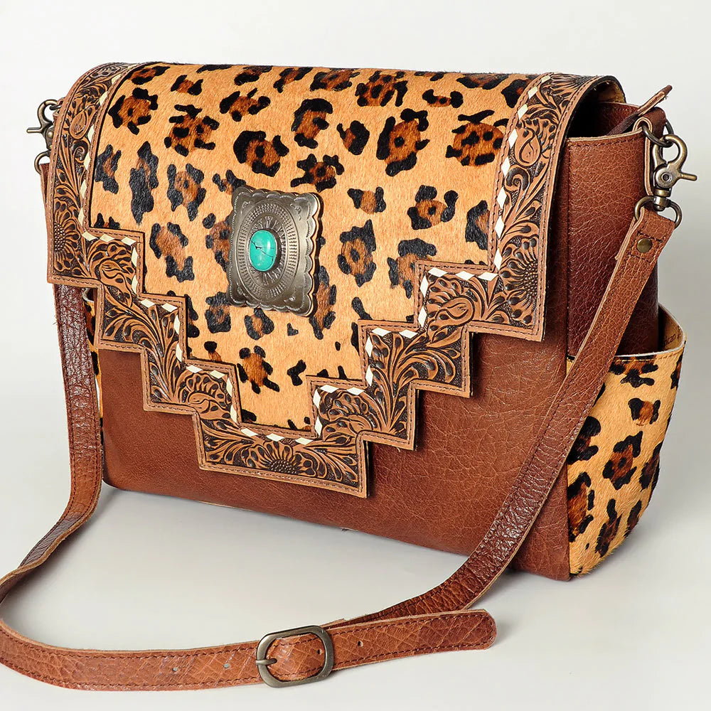 Explore Safari Hide & Leather Concho Handbag