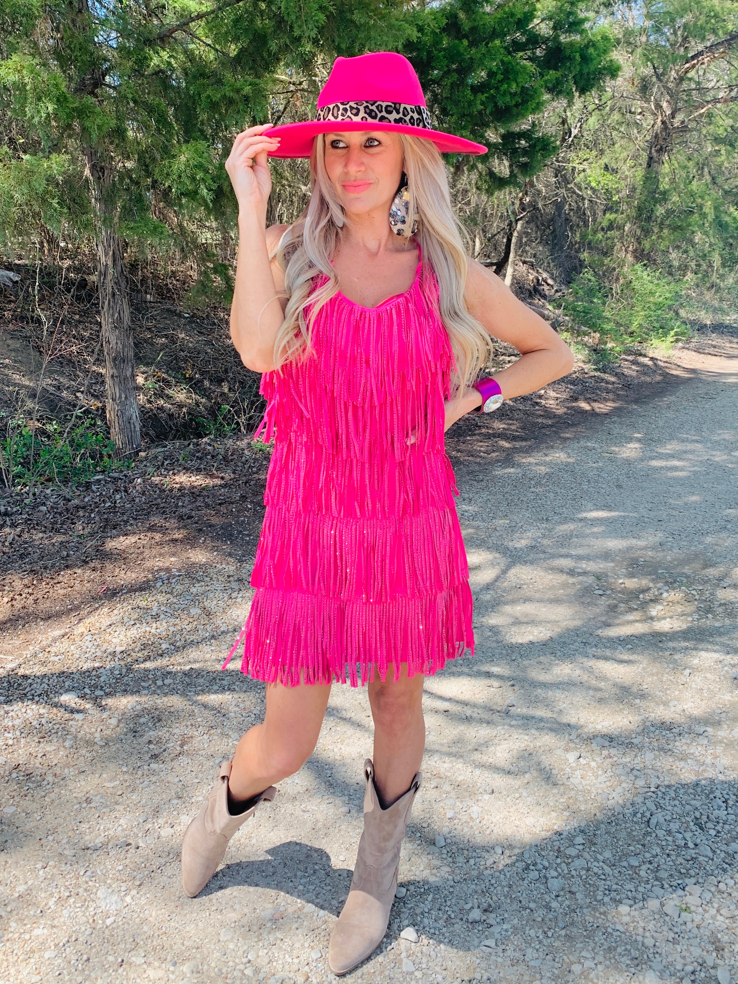 Hot Pink Rhinestone Cha cha Dress – The Sister's Boutique