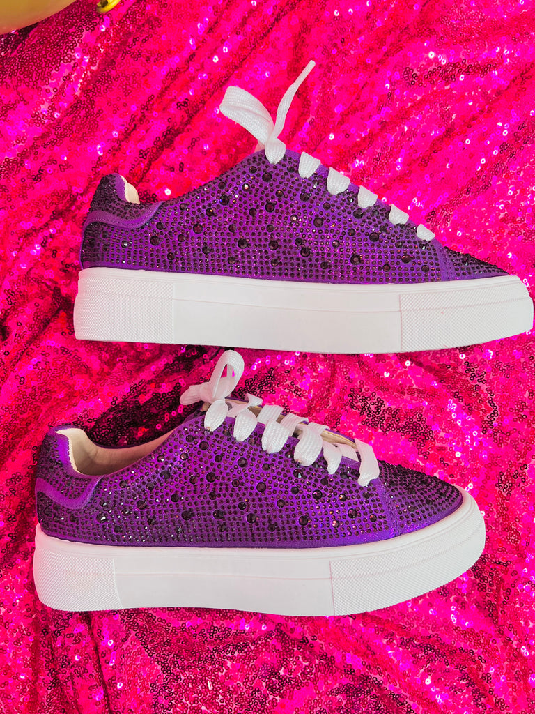 Poppin Purple Studded Crystal Sneakers