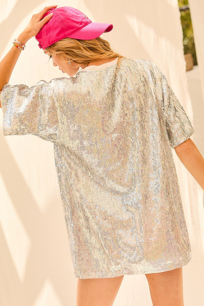 Giving Me Love Sequin Hearts T-Shirt Dress