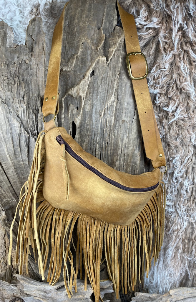 Tan SunsetRidge Bumbag with Fringe