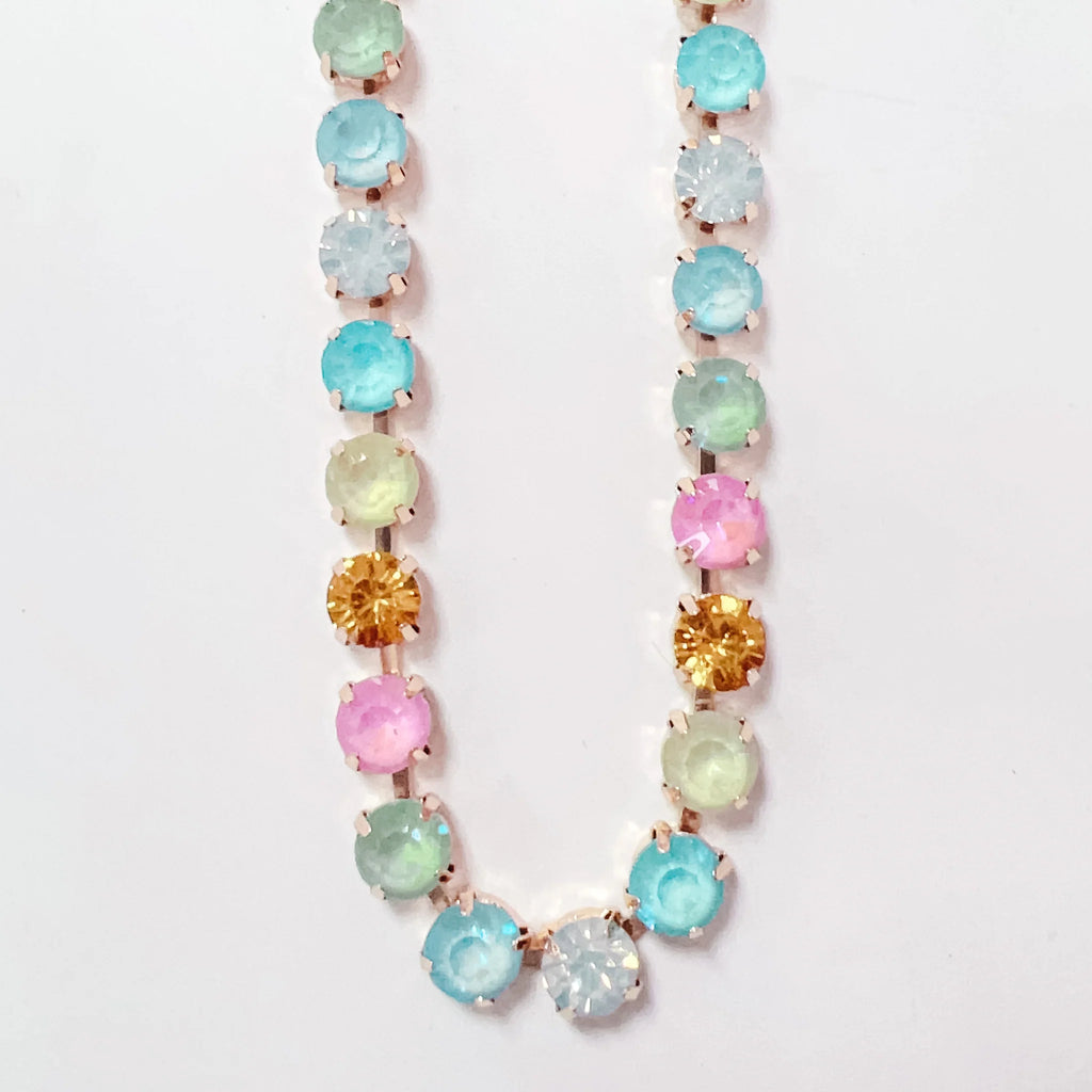Myra Gold Pastel Crystal Studded Necklace