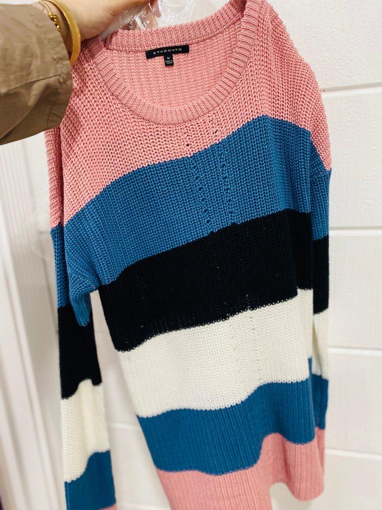 Bold Color Block Stripe Sweater