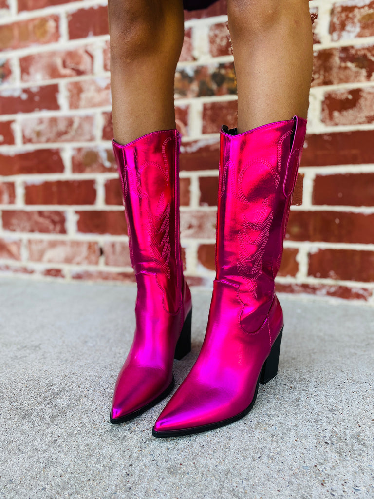 Fire & Icey Pink Metallic Cowgirl Boots