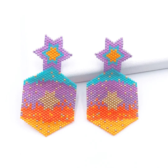Colorful Stars Multi Beaded Earrings