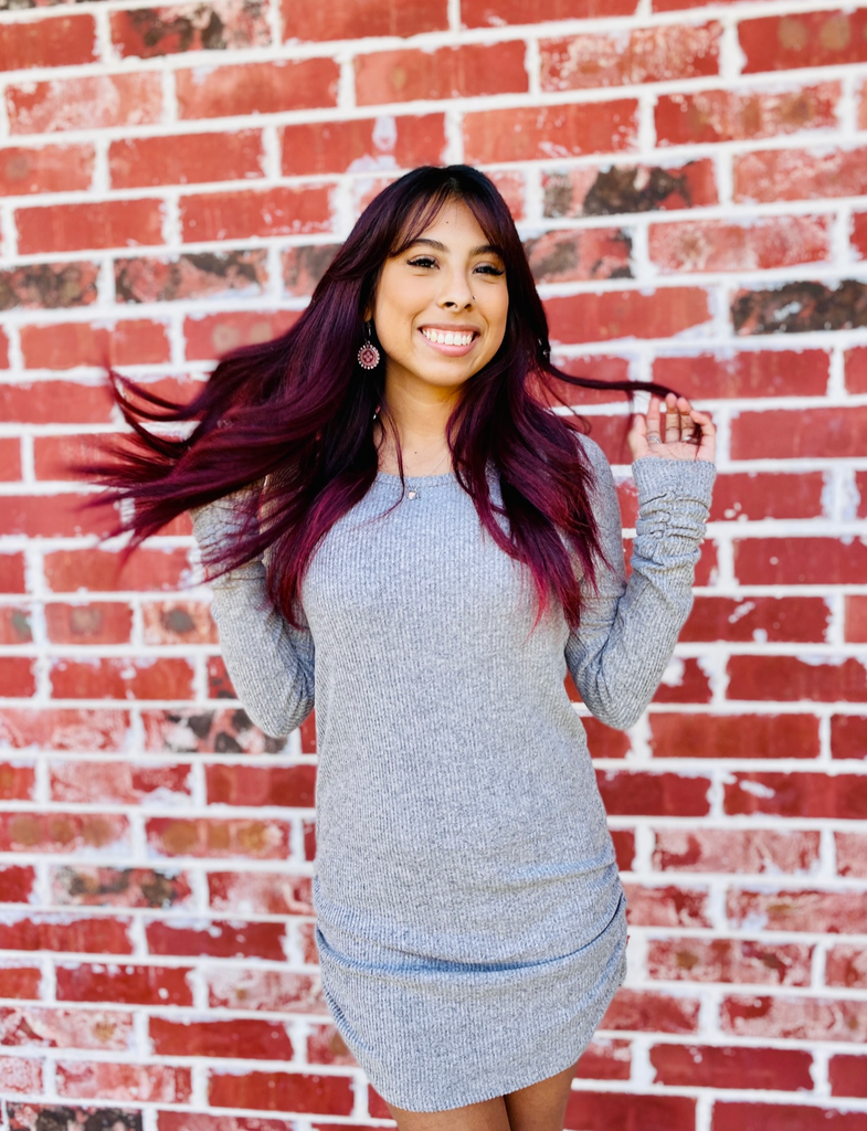 Ruched sweater dress shop