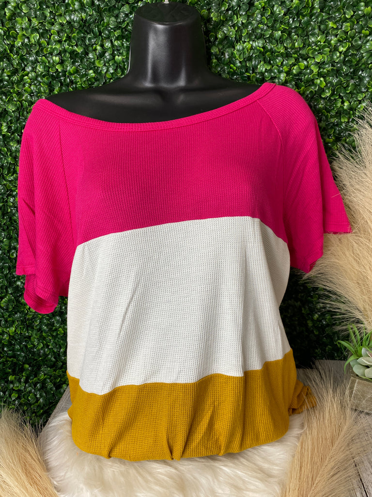 Fuchsia It's All For You Color Block Top