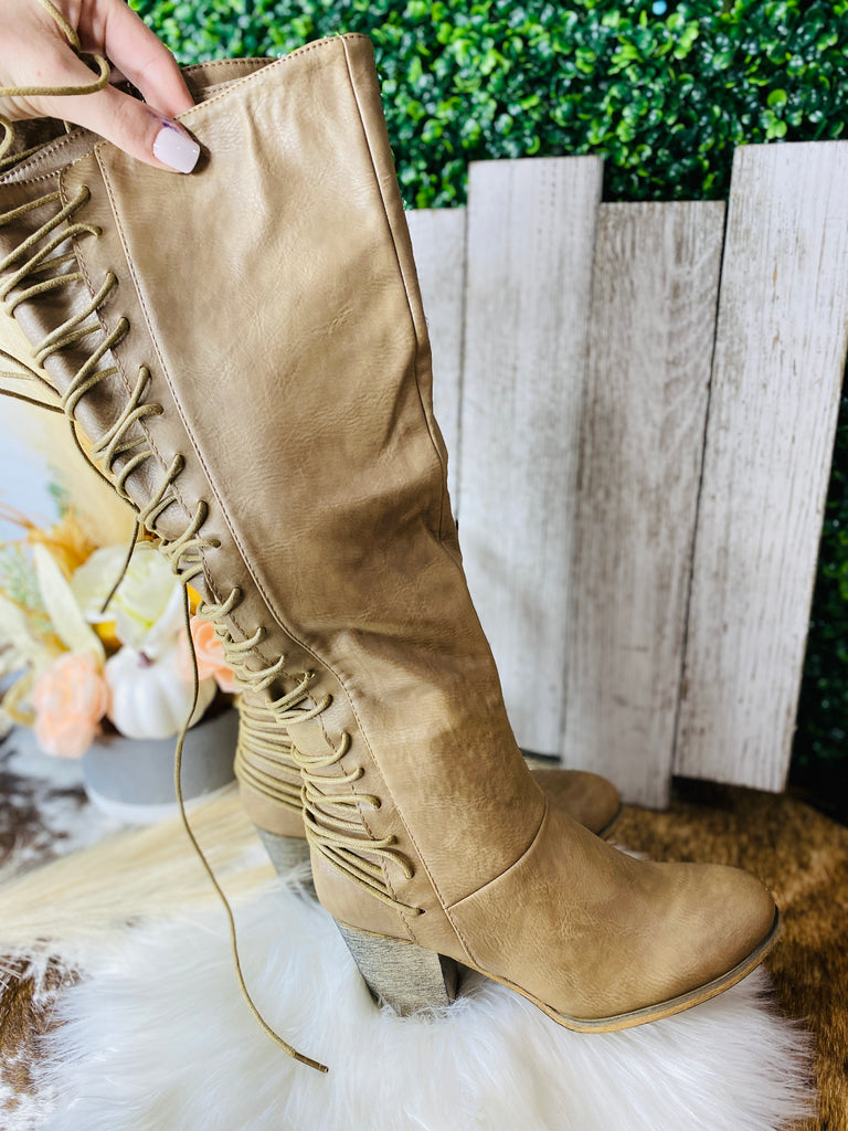 Cassie Lace Up Boots- Taupe