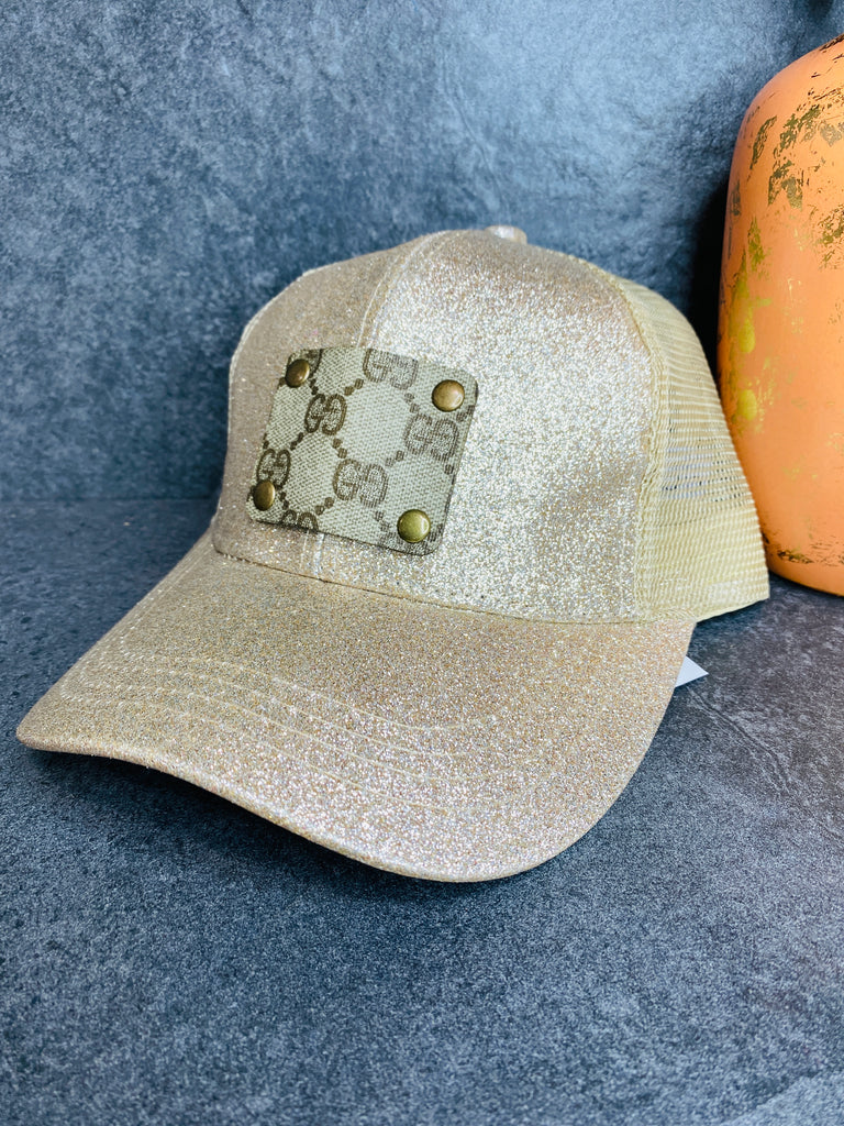Rose Gold Glitter & Beige Hat