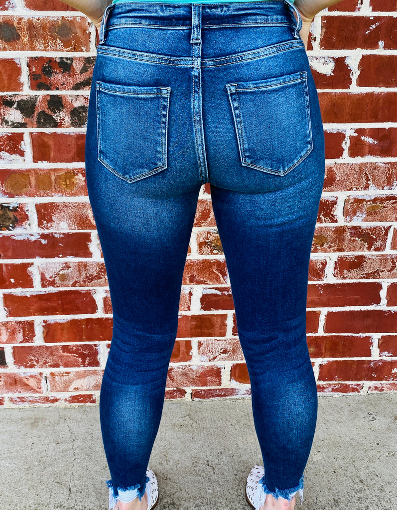 High Rise Fly Skinny Jeans