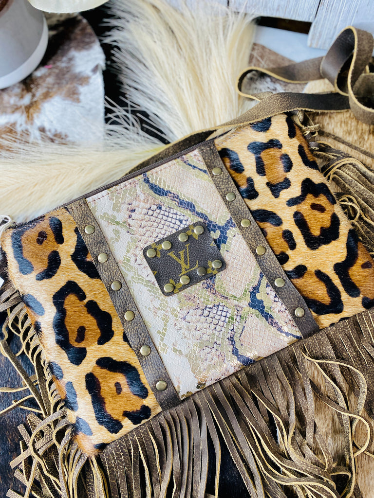 Keep It Gypsy Upcycled LV Leather &Leopard Hide Crossbody