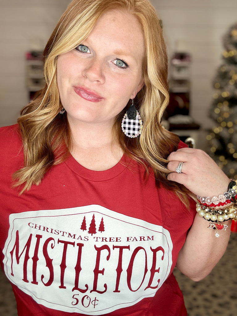 Meet Me At The Mistletoe Graphic Tee - Red