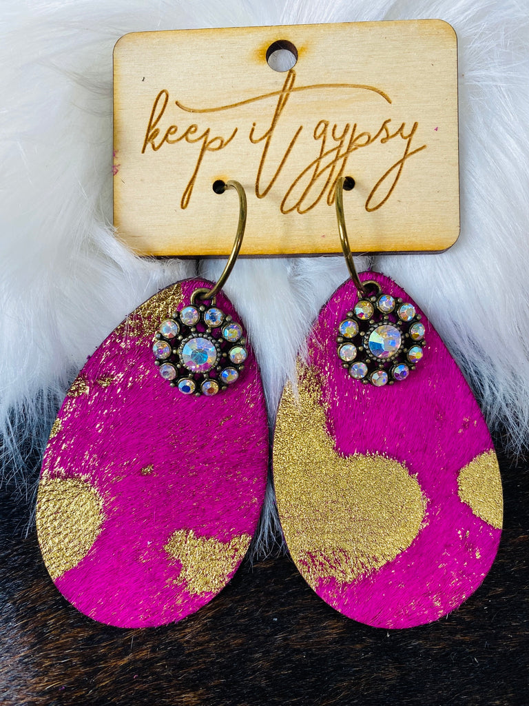 Keep it Gypsy Upcycled Designer Purple Crystal Pierced Earrings