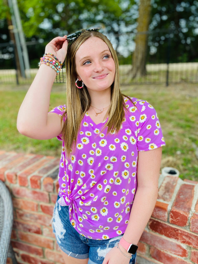Lavender & Yellow Daisy Casual Top