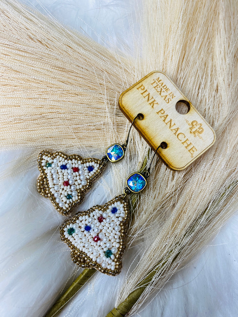 Pearls & Confetti Mini Holiday Tree Earrings