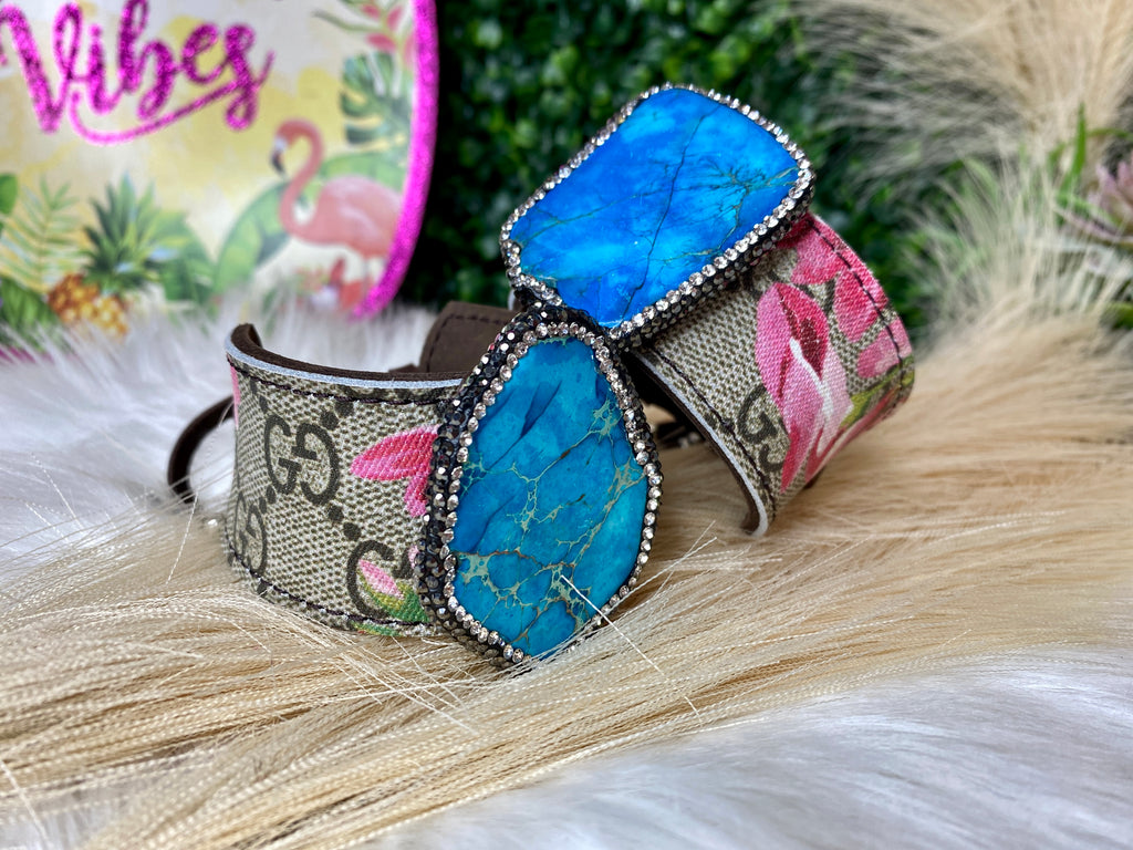 Turquoise~LIMITED EDITI0N Vintage Bloom Upcycled Collection Slab Cuff
