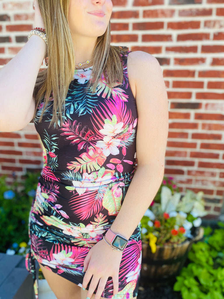 Floral & Keyhole Detail Bodycon Sultry Dress