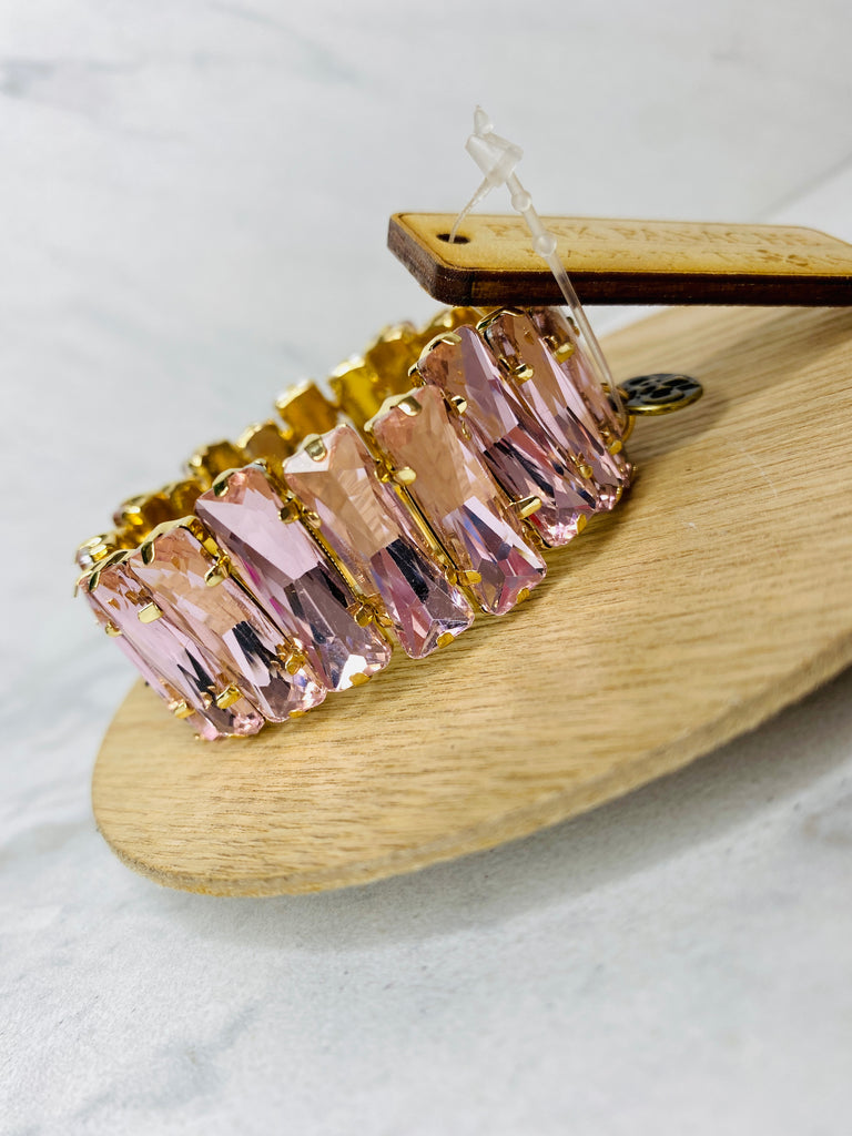 Pink Ice Rectangle Crystal Bracelet