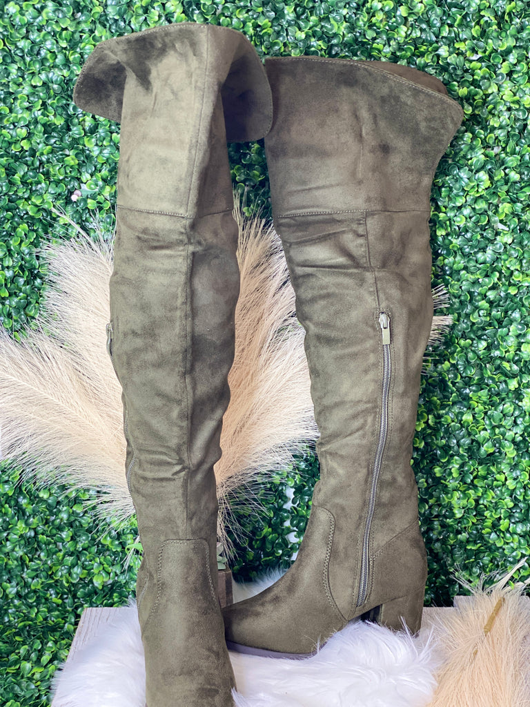 Becky Olive Over The Knee Boots