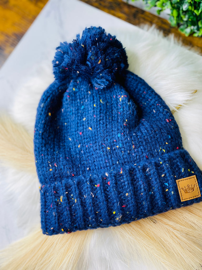 Embrace The Cold Confetti Beanie-NAVY
